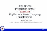 ESL TExES Preparation for the Exam 154 English as a Second ... · Interrelatedness of Listening, Speaking, Reading, and Writing • Holistic approach to language arts instruction