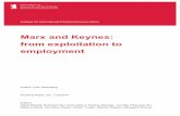 Marx and Keynes: from exploitation to employment · Kapital: ZAccumulation of riches at one pole is . . at the same time accumulation of mis- ery, agony of toil, slavery, ignorance,