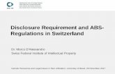 Disclosure Requirement and ABS- Regulations in Switzerland · Disclosure Requirement and ABS-Regulations in Switzerland Dr. Marco D’Alessandro Swiss Federal Institute of Intellectual