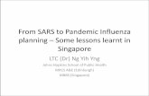 From SARS to Pandemic Influenza planning – Some lessons ... · From SARS to Pandemic Influenza planning –Some lessons learnt in Singapore LTC (Dr) Ng Yih Yng Johns Hopkins School