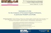 Estimation of LOQ for the Analysis of Persistent Organic ... · Estimation of LOQ from calibration standards provided that matrix effects and interferences caused by the test sample