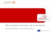EPC contracts: structure, do‘s and don‘ts fileEPC-contract Use a standard contract for all bidders Target: use a standard contract for all projects –as far as possible Please