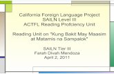 California Foreign Language Project SAILN Level III ACTFL ... · pagkapareho ng mga bagay sa pamamagitan ng pagsulat ng pangungusap ... nakatira sa bundok. Maasim ang mangga at tamarindo.