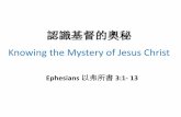認識基督的奧秘 - stlcbc.org · 奧秘的源頭 Origin 3 用啟示使我知道福音的奧祕，正如我 以前略略寫過的。4 你們唸了，就能曉 得我深知基督的奧祕。