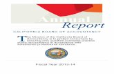 2014 Annual Report - California Board of Accountancy · Annual. Report. CALIFORNIA BOARD OF ACCOUNTANCY. T . he Mission of the California Board of . Accountancy is to protect consumers