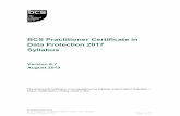 BCS Practitioner Certificate in Data Protection 2017 Syllabus · For each top-level area of the syllabus a percentage and K level is identified. The percentage The percentage is the
