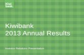 Kiwibank 2013 Annual results · Healthy balance sheet position Lending growth continues despite a static home loan rate market Customer deposits still strong and provide 84% of all