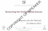 Screening for Endometrial Cancer - RCOG 2017 1.41-1.44... · Fakulteit Geneeskunde en Gesondheidswetenskappe • Faculty of Medicine and Health Sciences Screening for Endometrial