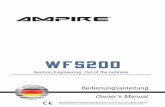 WFS200 OM 20190221 - Ampire · Der Buzzer signalisiert die Funktionsnummer mit kurzen piepsen im 3-Sekundenrhytmus. 5. Kurzes Halten des Transponders an die Lesespule erlaubt ein