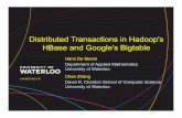 Distributed Transactions in Hadoop's HBase and Google's ...hdesterc/websiteW/Data/presentations/pres2010/... · Distributed Transactions in Hadoop's HBase and Google's Bigtable Hans