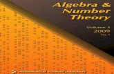 Algebra & Number Theory - MSP · Algebra & Number Theory, ISSN 1937-0652, at Mathematical Sciences Publishers, Department of Mathematics, University of California, Berkeley, CA 94720-3840