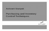 Purchasing and Inventory Control Techniques · Managing Inventory Using the best information and software available Stanpak tools available to better manage your purchasing and inventory