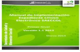 Manual de Implementación Expediente Clínico Electrónico ... · Expediente Clínico Electrónico SAECCOL MIM001. Manual de Implementación Primer Nivel Versión 1.1 Página 3 Índice