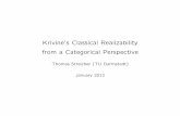 Krivine’s Classical Realizability from a Categorical ...streicher/TALKS/lyon.pdf · The Scenario Krivine’s Classical Realizability will turn out as a generalization of forcing