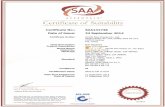  · SAA APPROVALS@ Certificate of Suitability Certificate Noa: Date of Issue: Certificate Holder: Class Description: Product Description: Brand Name: