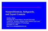 Nonproliferation, Safeguards, and Export Controls Nonproliferation, Safeguards, and Export Controls