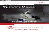 JAW CRUSHER Operating Manual - Operating Manual FRITSCH JAW CRUSHER JAW CRUSHER translation of the original