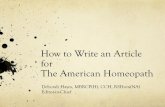 How to Write an Article for The American Homeopath · About The American Homeopath There have been two versions of a journal called “The American Homeopath” The first began in
