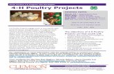 South Carolina 4-H Program-Pee Dee Region 4-H Poultry Projects Pee Dee... · Open to all youth Ages 5-18 Must be a 4-H member ($10) Cost: $10 -$68 Clemson University Cooperative Extension