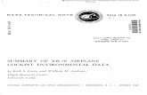 AIRPLANE COCKPIT ENVIRONMENTAL DATA - NASA · SUMMARY OF XB-70 AIRPLANE COCKPIT ENVIRONMENTAL DATA By Kirk S. Irwin and William H. Andrews Flight Research Center INTRODUCTION The