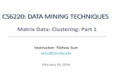 CS6220: Data Mining Techniques - ccs.neu.edu · •Finding similarities between data according to the characteristics found in the data and grouping similar data objects into clusters