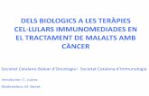 DELS BIOLOGICS A LES TERÀPIES CEL·LULARS … · Tumor immunity Tumor cells Proinflammato cytokines (IL.6 and Tumor growth . Metastasis Associated Macrophage Integrin a4 PI or 37?