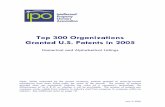 Top 300 Organizations Granted U.S. Patents in 2005 · 2005 Top Patent Owners Numerical Listing Rank Organization Patents Rank Organization Patents 2 1 International Business Machines