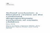 School exclusions: a literature review on the continued ... · School exclusion: a literature review on the continued disproportionate exclusion of certain children May 2019 Berni