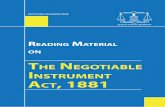 THE NEGOTIABLE INSTRUMENT ACT, 1881 - law relatingto promissory notes, bill of exchange and cheques.