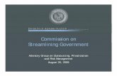 Commission on G i i SlS treamlining Governmentsenate.la.gov/streamline/OPRM/Presentations/COSG - Presentation for...Commission on G i i SlS treamlining Government Advisory Group on
