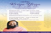 Kriya Yoga - kriya.org.au · Kriya Yoga three free public talks with Paramahamsa Prajnanananda, Head of Kriya Yoga International Paramahamsa Prajnanananda is the current spiritual