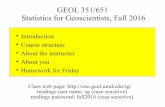 GEOL 351/651 Statistics for Geoscientists, Fall 2016one.geol.umd.edu/sg/pdf/082916.pdf · GEOL 351/651 Statistics for Geoscientists, Fall 2016 Introduction Course structure About