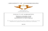 UNIVERSITY OF JOHANNESBURG - uj.ac.za HUMANITIES... · UNIVERSITY OF JOHANNESBURG FACULTY OF HUMANITIES REGULATIONS FOR UNDERGRADUATE DEGREES & DIPLOMAS The University reserves the
