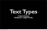 Text Types - spellmanfemenino.edu.ec · Text Types A Quick Revision IB Diploma - English B (HL) tisdag den 25 september 2012