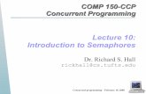 Lecture 10: Introduction to Semaphores - Tufts CS · Semaphores Semaphores (Dijkstra 1968) are widely used for dealing with inter-process synchronization in operating systems. A semaphore