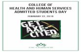 college of health and human services ADMITTED STUDENTS DAY · This is an Alumni Association event that is invitation only for students who have a parent or grandparent that are alumni