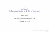 Lecture 1 Welfare economics and the environment · Pollution ows and pollution stocks I Flow pollution I The damage depend on the rate of the emission ow alone. That is, the instant