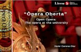 “Òpera Oberta” - garr.it · • Gran Teatre del Liceu • Òpera Oberta Project 1.The opera as a subject 2.Joint management: – Academic – Technical 3.Technical Description: