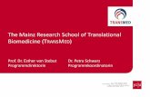 The Mainz Research School of Translational Biomedicine ... · • 2-ähriges Fellowship (50% TV3 -Ä und Sachmittelpauschale) von TransMed, durch Klinikleitung garantierte und vertraglich