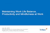 Maintaining Work Life Balance, Productivity and ... · What is Work-Life Balance •Work-life balance is the term used to describe the balance that an individual needs between time
