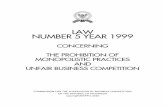 LAW NUMBER 5 YEAR 1999 - ASEAN Competition · LAW OF THE REPUBLIC OF THE REPUBLIC OF INDONESIA NUMBER 5 YEAR 1999 3 Content 1. LAW OF THE REPUBLIC OF INDONESIA NUMBER 5 YEAR 1999