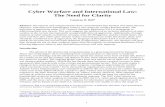 Cyber Warfare and International Law: The Need for Clarity · 2018-12-19 · SPRING 2018 CYBER WARFARE AND INTERNATIONAL LAW Charter. Thus, on the discussion of cyber warfare, a violation