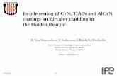 In-pile testing of CrN, TiAlN and AlCrN coatings on ......In-pile testing of CrN, TiAlN and AlCrN coatings on Zircaloy cladding in the Halden Reactor R. Van Nieuwenhove, V. Andersson,