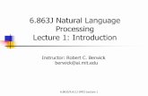 6.863J Natural Language Processing Lecture 1: Introduction · Sentence & the world: know whether the sentence is trueor not - perhaps whether in some particular situation (possible