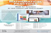 MATHEMATICAL - Larson Texts, Inc. · MATHEMATICAL PRACTICES Math for Teachers To become a successful mathematics teacher, you must first become a successful mathematics student. Ron