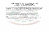 THE FEDERAL POLYTECHNIC, ILARO · the federal polytechnic, ilaro 2018 / 2019 admission payment of acceptance fee all candidates offered admission in the 2018/2019 session for higher
