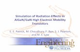 Simulation of Radiation Effects in AlGaN/GaN High Electron ... · AlGaN Gate Source Au/Ni Drain • Reduction in mobility ... to a model for mobility reduction and simulation of DC