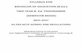 2015 2017 AS PER NCTE NORMS AND REGULATIONSshuats.edu.in/syllabus/BED.pdfSYLLABUS FOR BACHELOR OF EDUCATION (B.Ed.) TWO YEAR B. Ed. PROGRAMME (SEMESTER MODE) 2015‐2017 AS PER NCTE