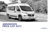 amundsen price list 2017 - Westfalia · Comfortable rear bed, 1,970 x 1,400 mm with breathable cold foam mattress and Froli Elements - - • - 2 comfortabel single beds, 2,000 x 1,850