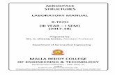 AEROSPACE STRUCTURES LABORATORY MANUAL B.TECH … Manuals/AE/III-I/AEROSPACE STRUCTURES LAB.pdfProject management and finance : Demonstrate knowledge and understanding of the ... 20